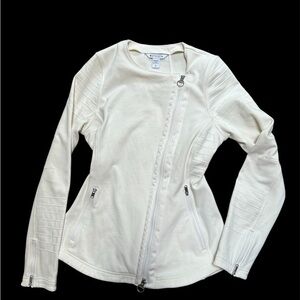 Athleta Cream Moto Style Zip-Front Jacket, Medium